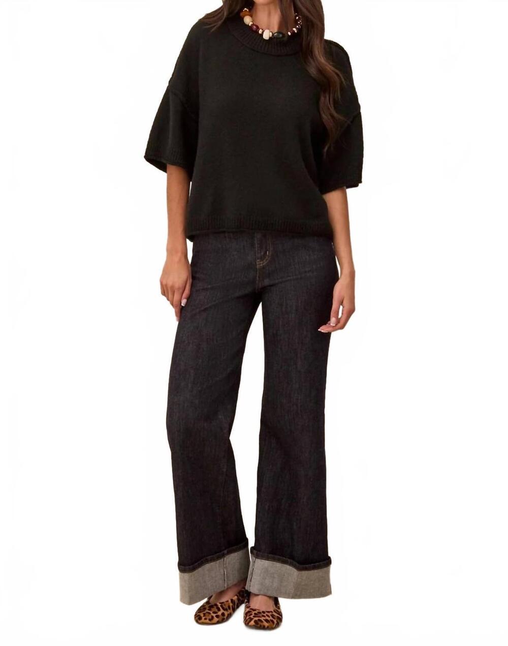 NEW TRIBAL women's lofty elbow sweater in black
